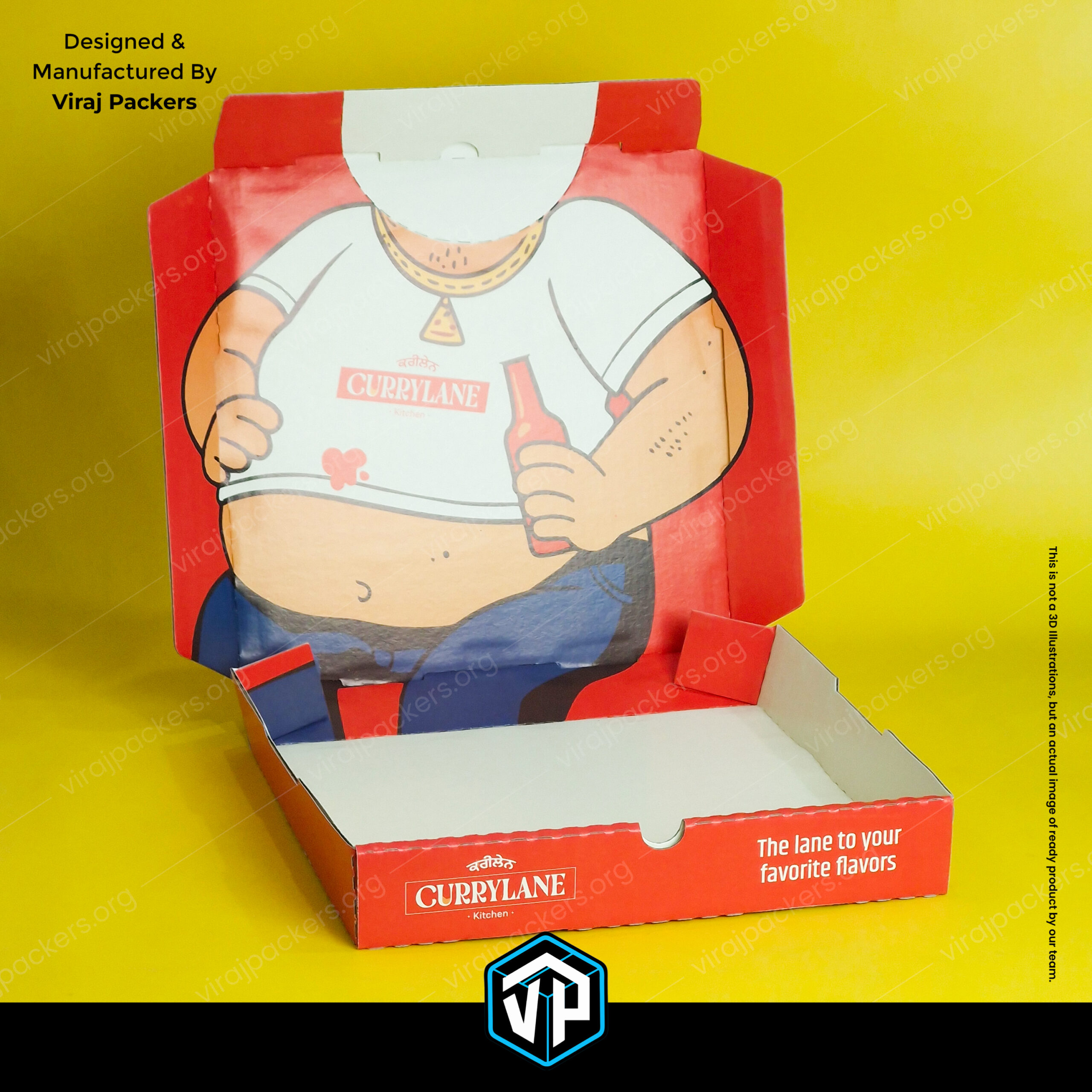 Cartoon character pizza box with inside printing