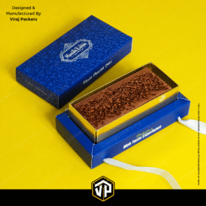 fazea chocola cake box with golden tray and ribbon handle