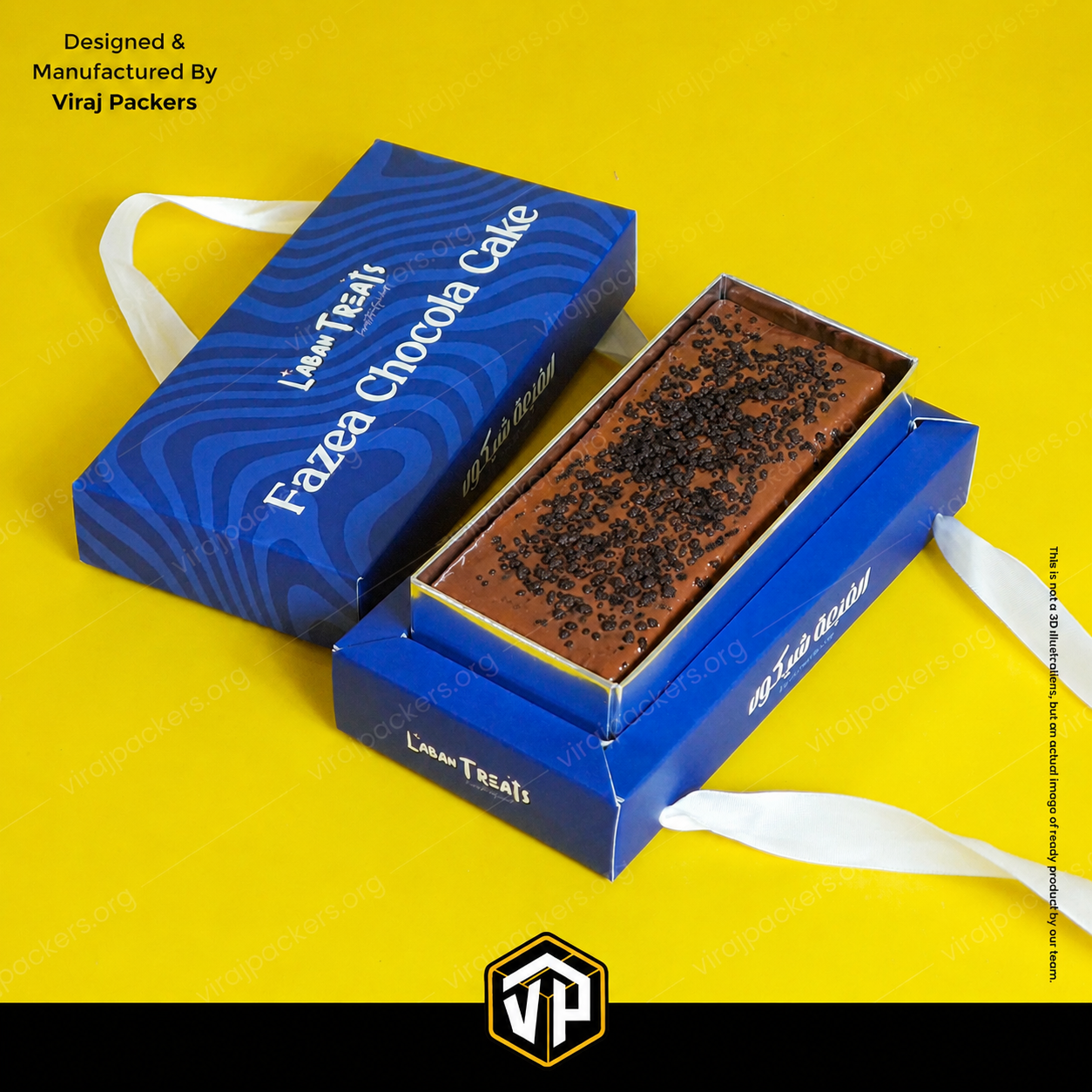 fazea chocola cake packaging box with ribbon handle