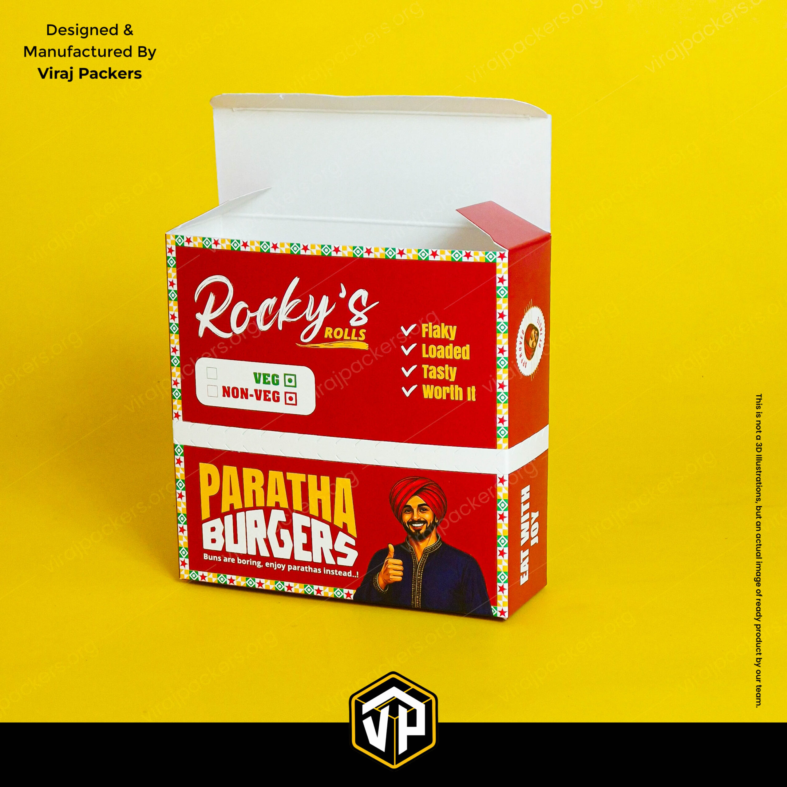 food packaging box with top tuck flaps