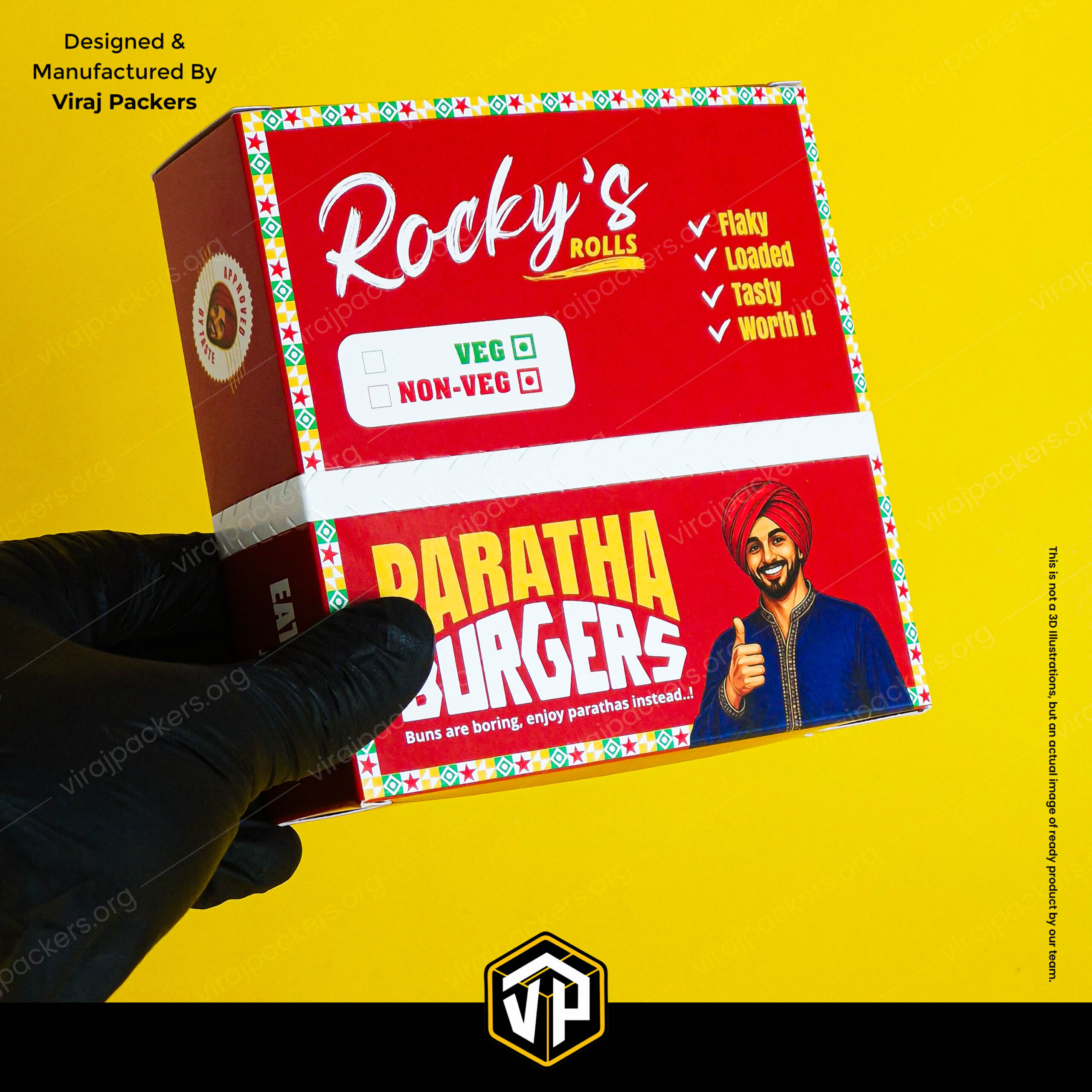 paratha burger box with zipper tear opening