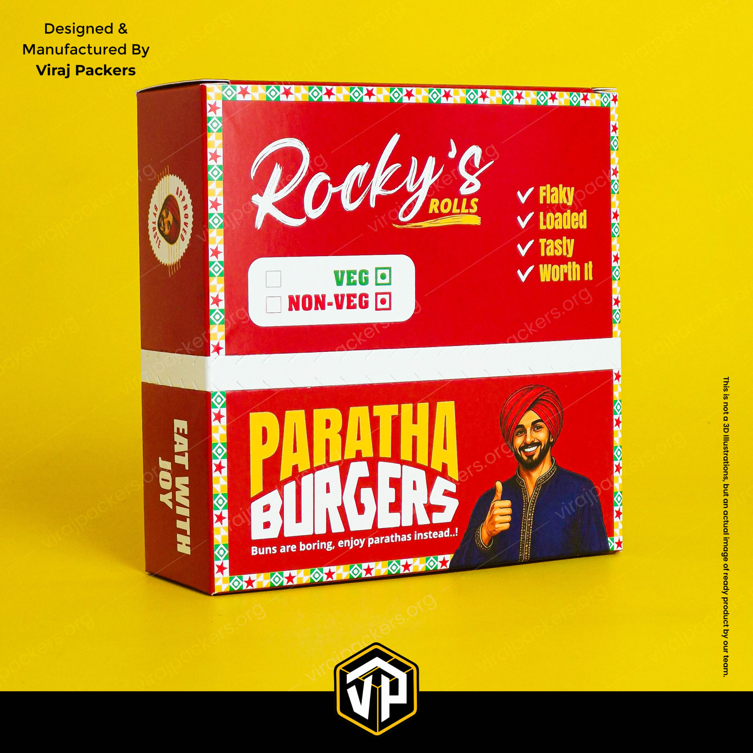 premium paratha burger takeaway box