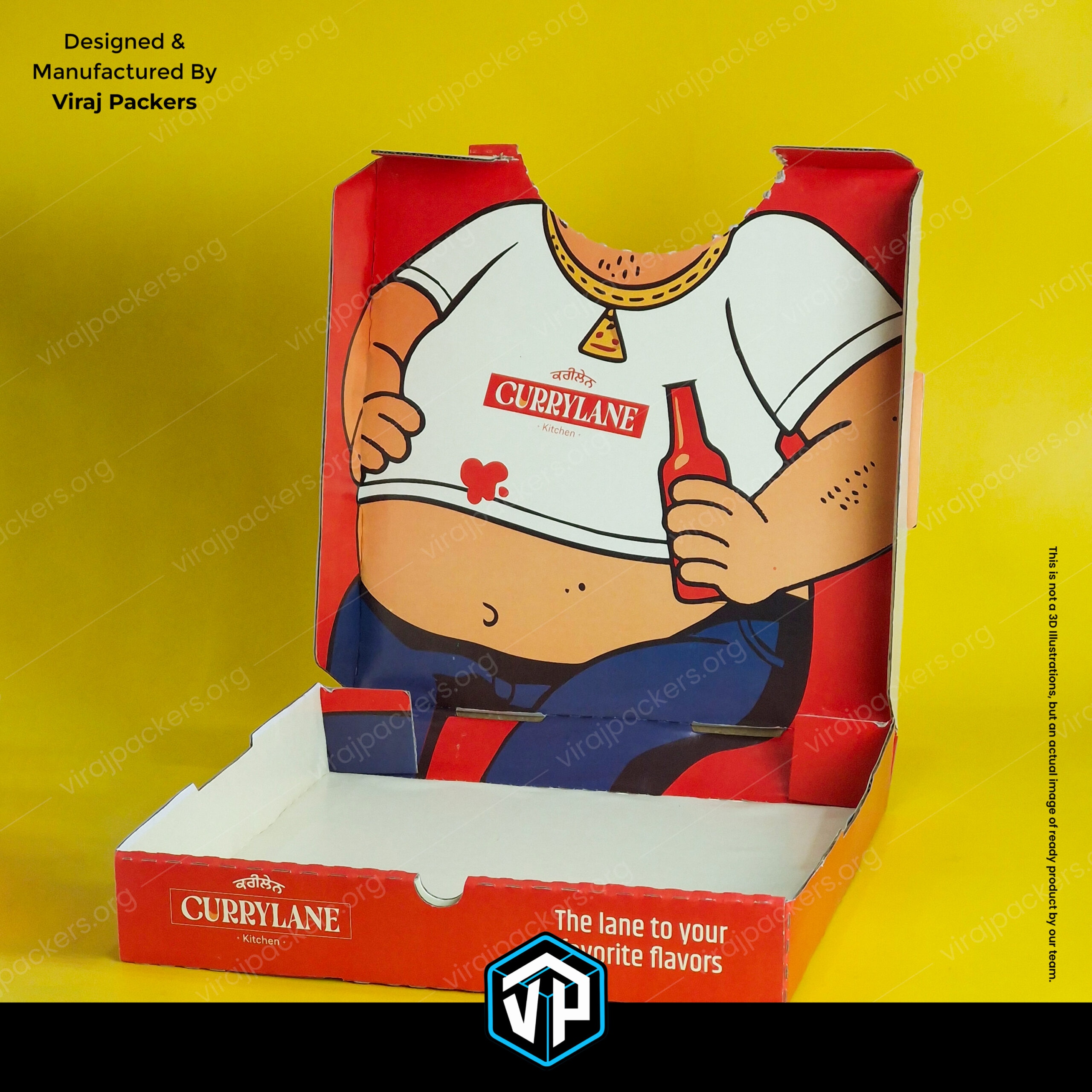 selfie pizza box with inside printing face cut out character
