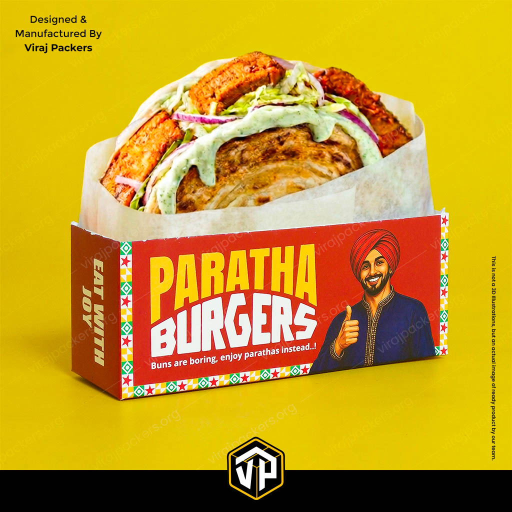 Viral paratha burger packaging