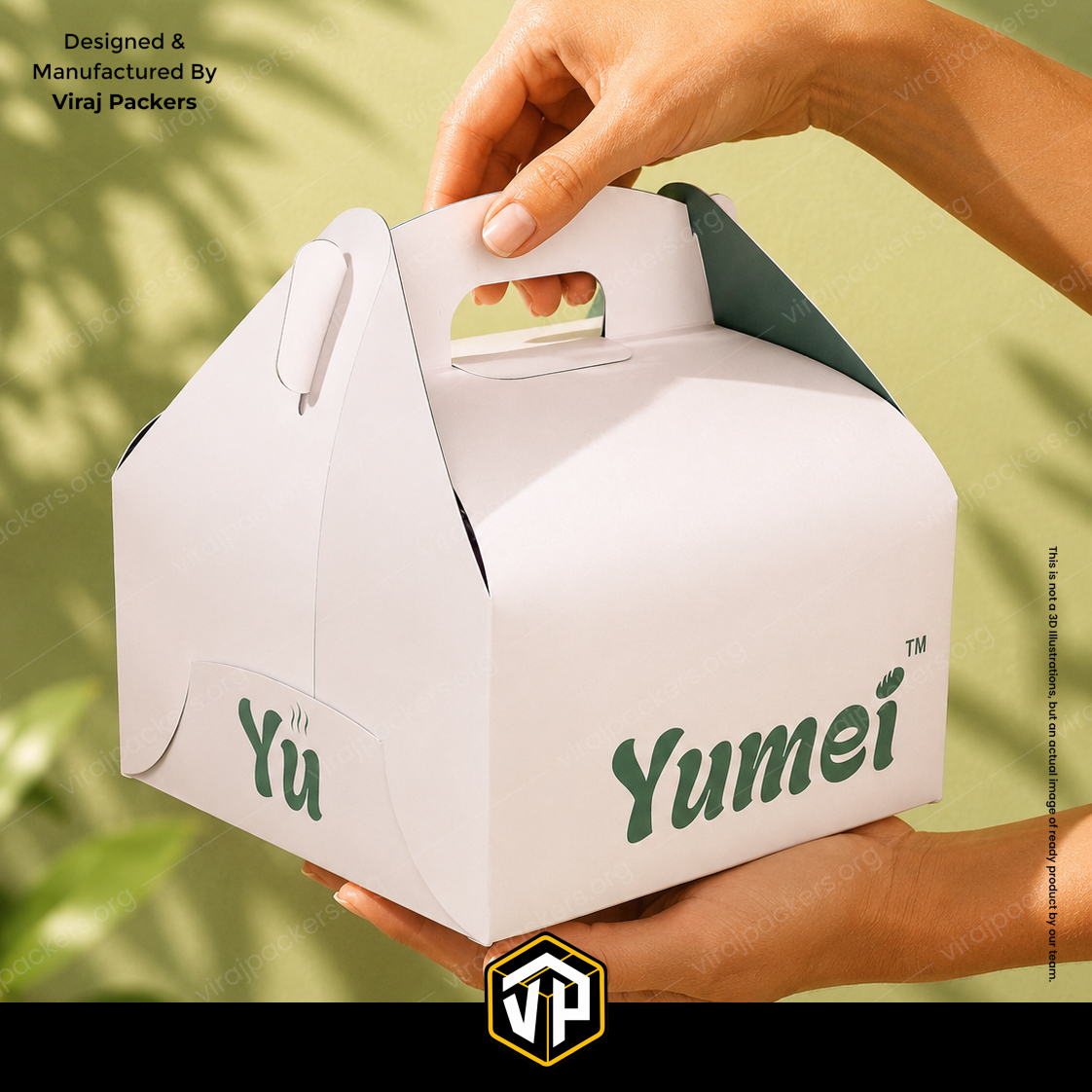 premium handle cake box with inside printing